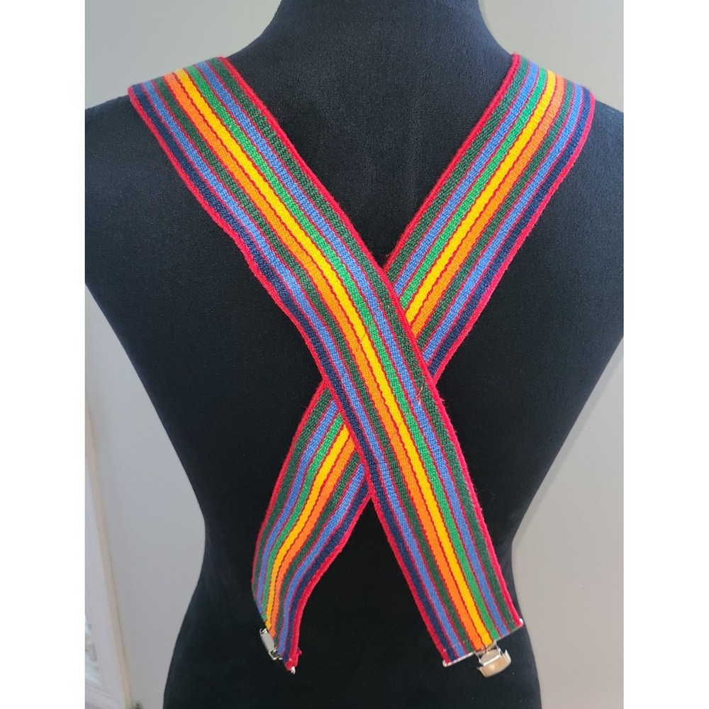 Vintage Rainbow Pride Suspenders Mork Mindy Ork Clown 2" Wide LGBTQ+ 70s 80s